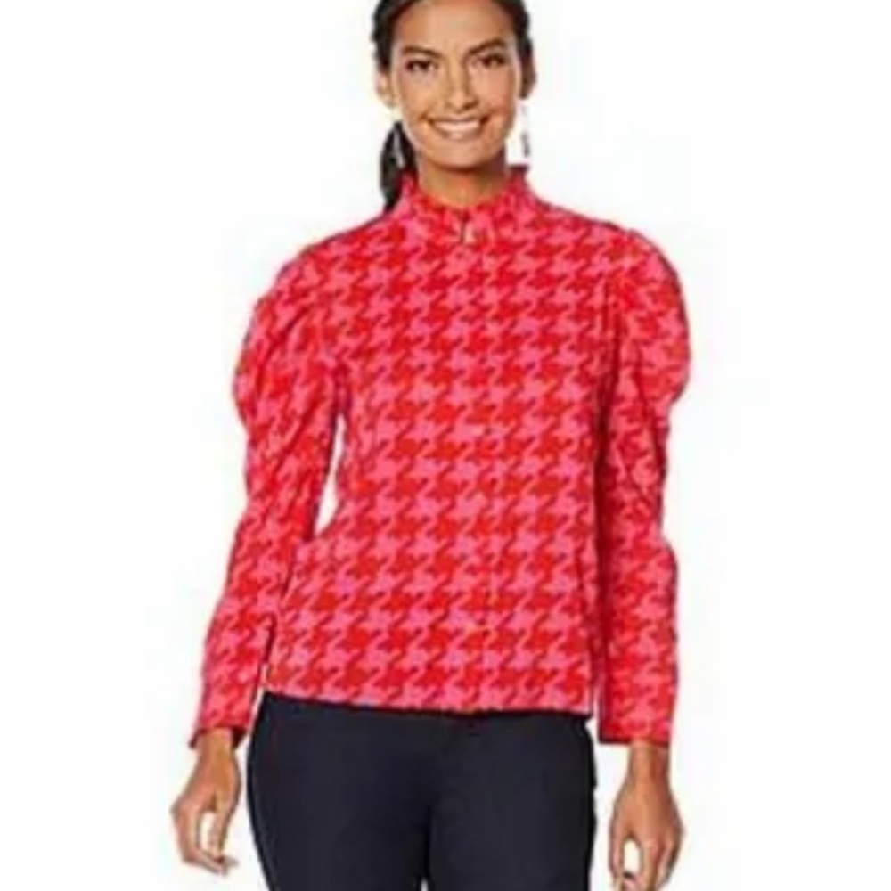 G by Giuliana blouse houndstooth red/pink size 2
